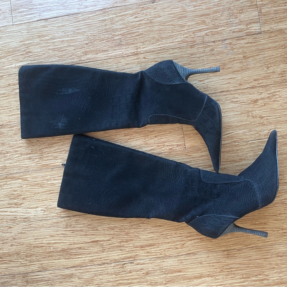 Early 2000s black knee high boots stiletto 8 1/2